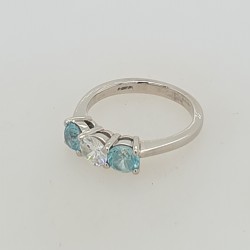 Pre Owned Platinum Diamond and Blue Topaz Ring ZB20